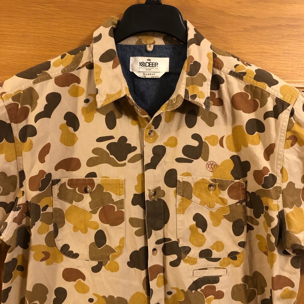 10.Deep Duck Camo Pattern Short Sleeve Button Dow… - image 2